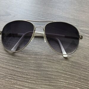 Guess White and Silver Aviator Sunglasses